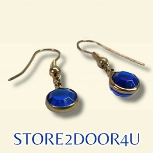 Vintage 80's Dangling Earrings Sapphire Blue Stone. Very Beautiful!
